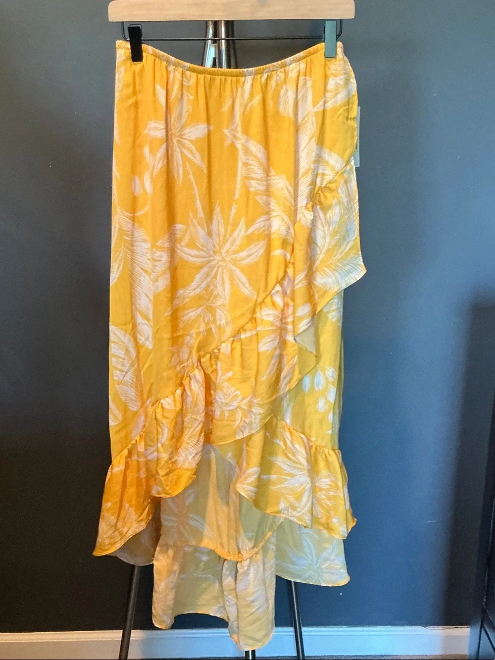 Yellow Floral Ruffle Maxi Skirt - Women